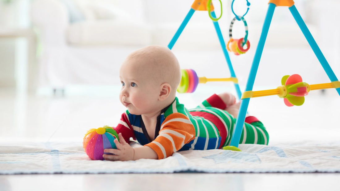 Sensory play ideas for babies using a linen play mat