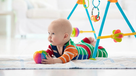 Sensory play ideas for babies using a linen play mat