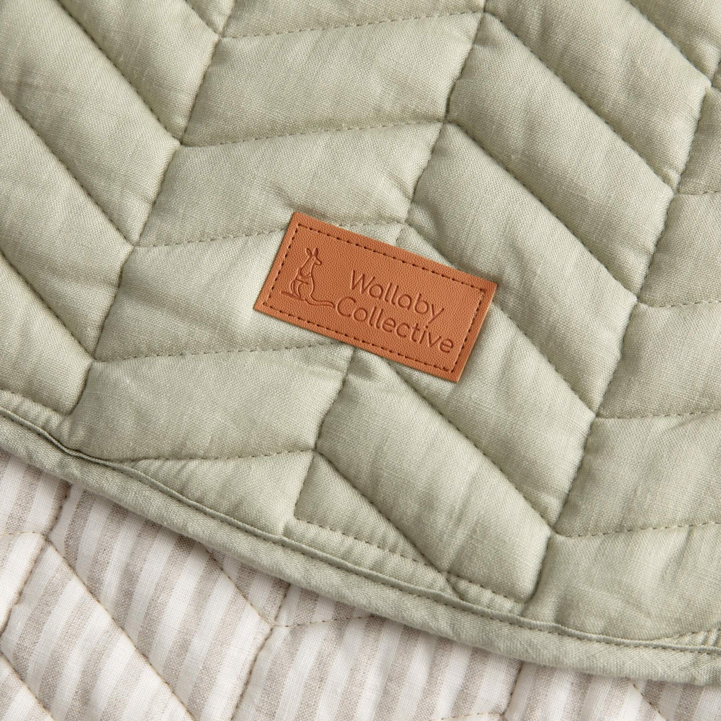 Sage Quilted Linen Baby Play Mat