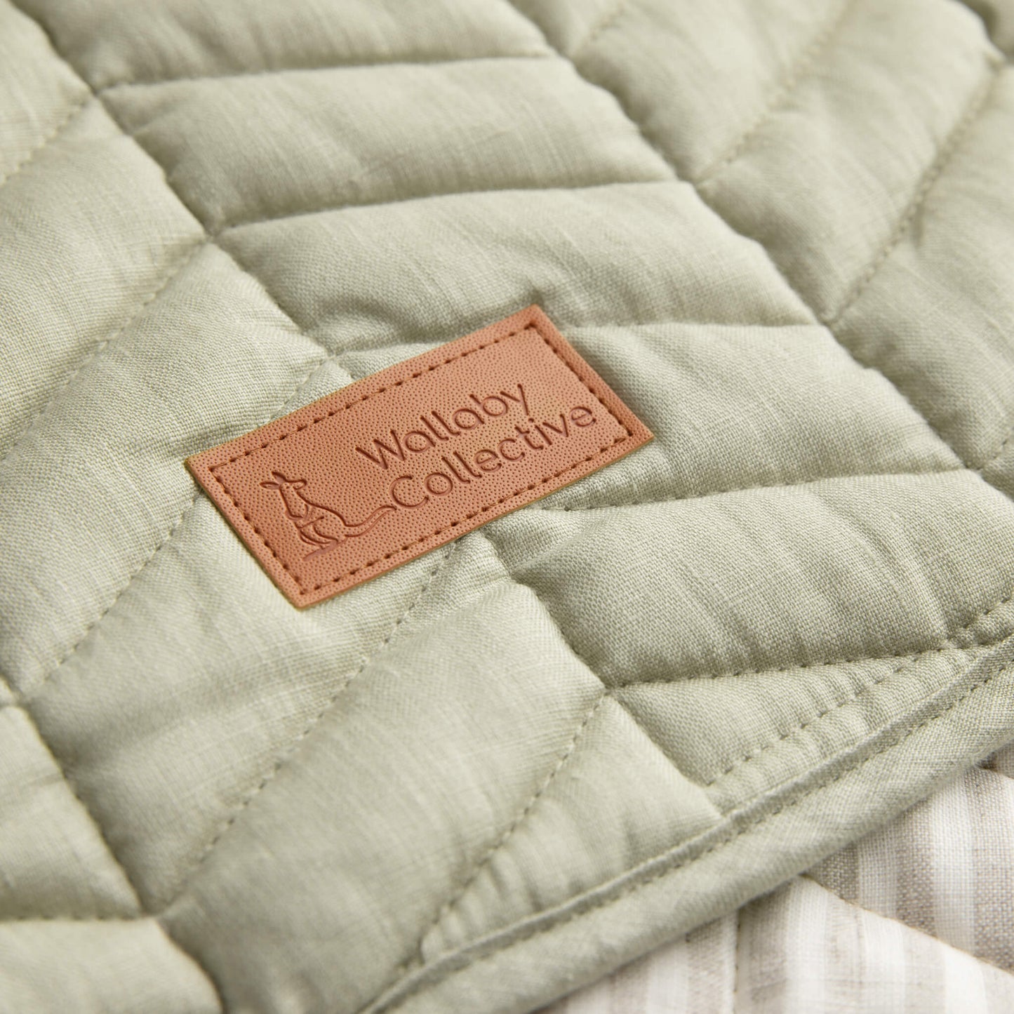 Wallaby Collective Sage Green Herringbone Linen Play Mat