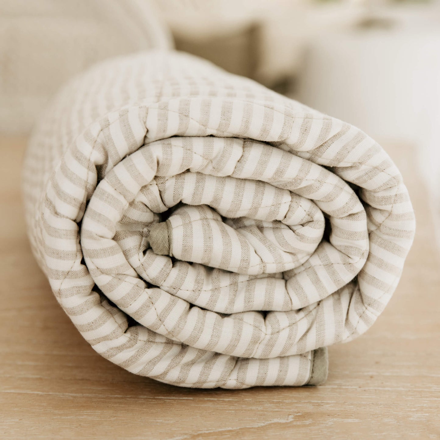 Sage and Stripes French Linen Play Mat