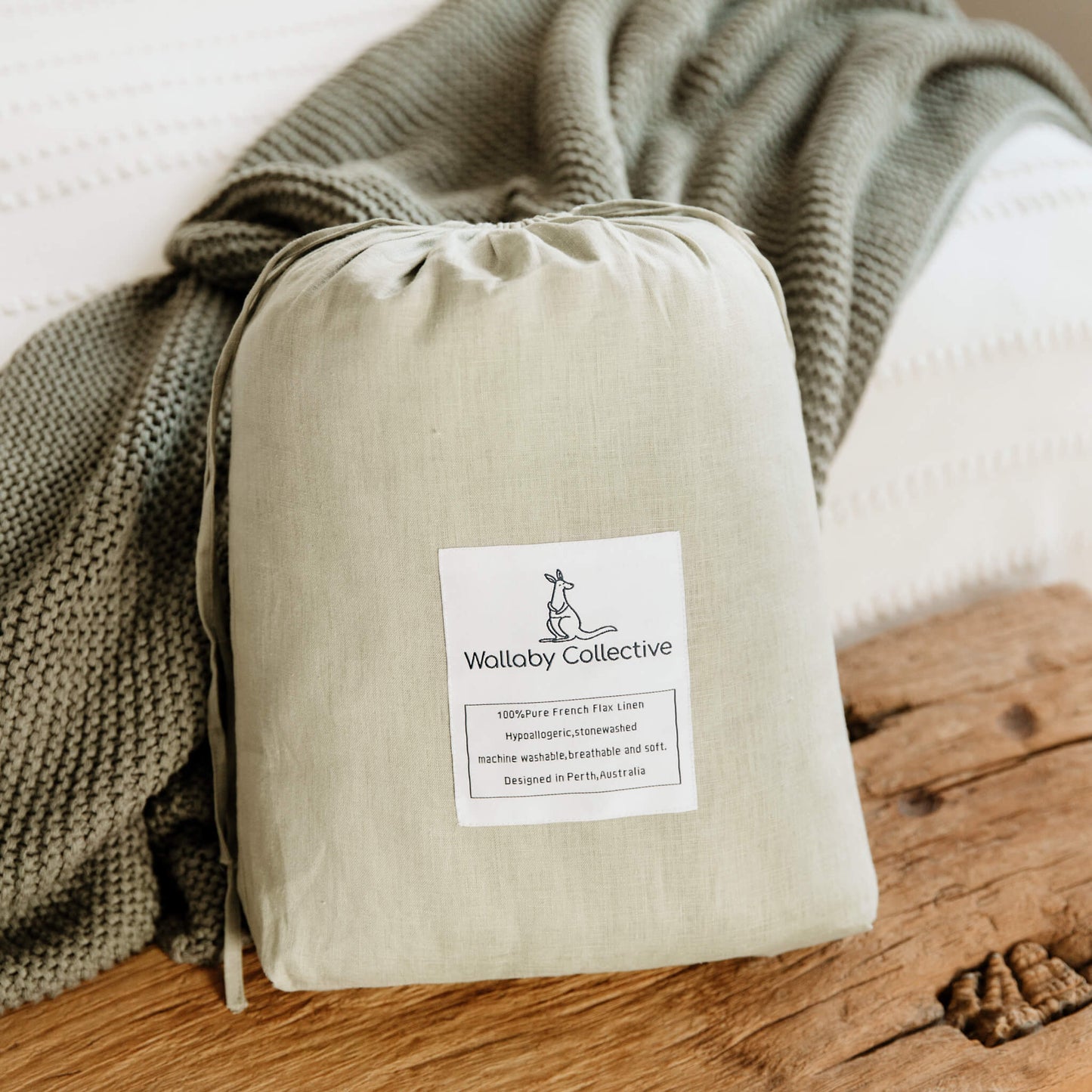 Sage Green Linen Play Mat Bag