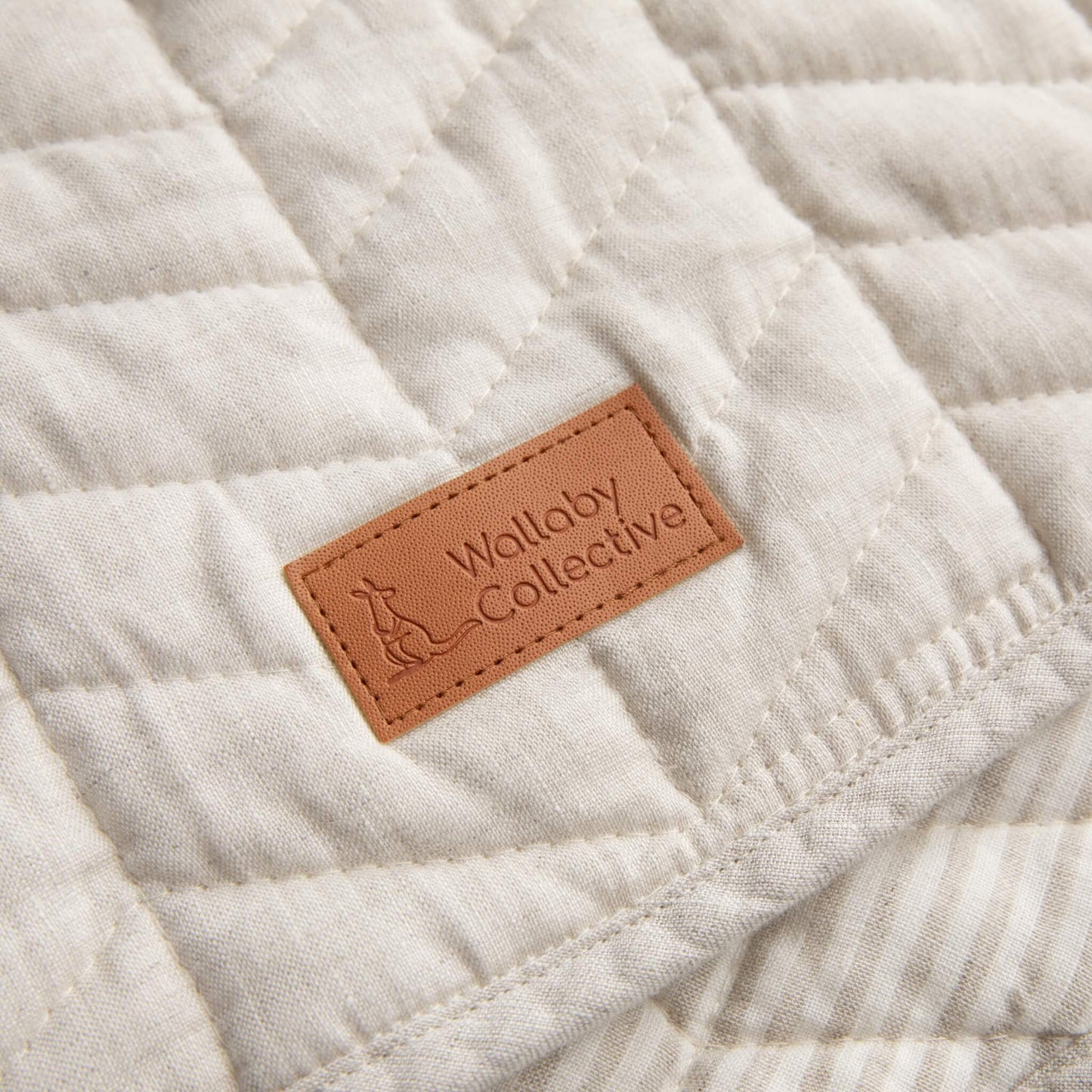 Natural linen play mat closeup