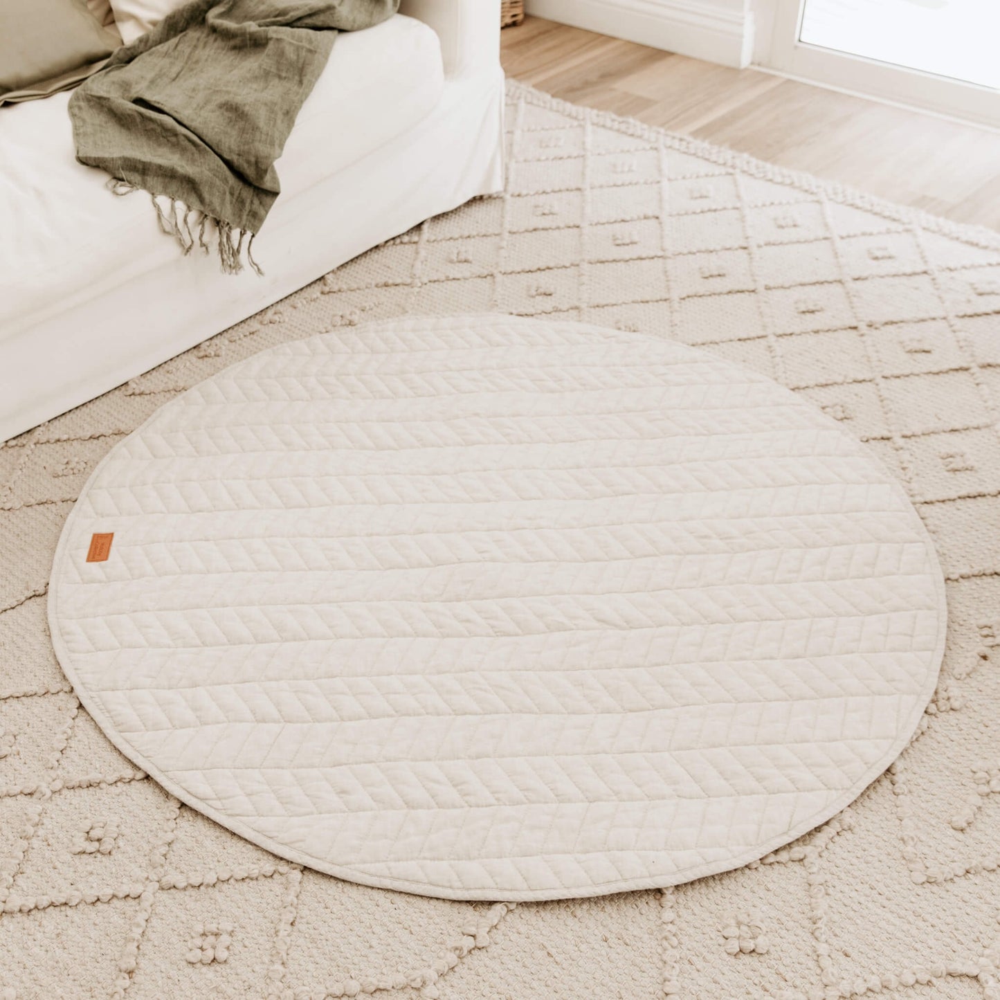 Round Natural French Linen Play Mat