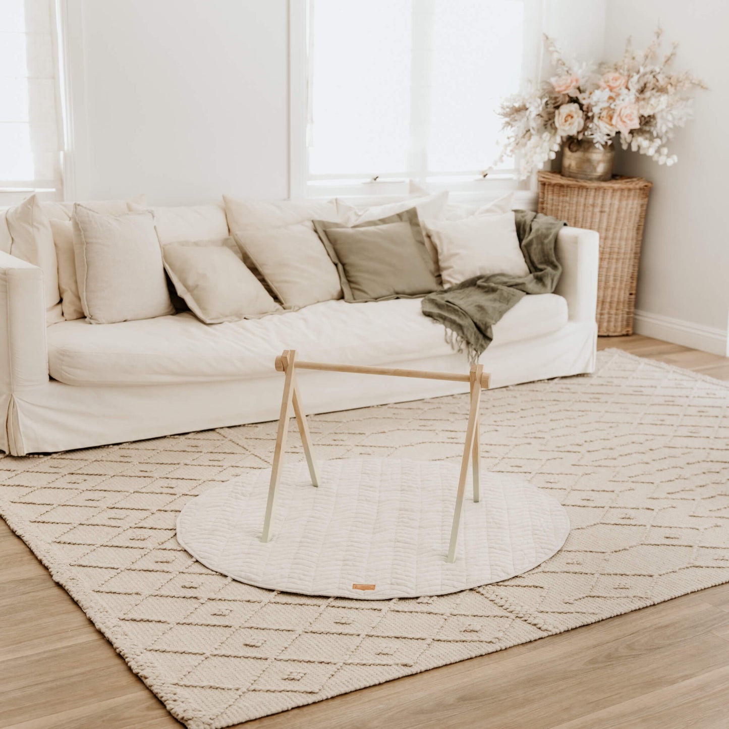 Herringbone Natural Linen Play Mat