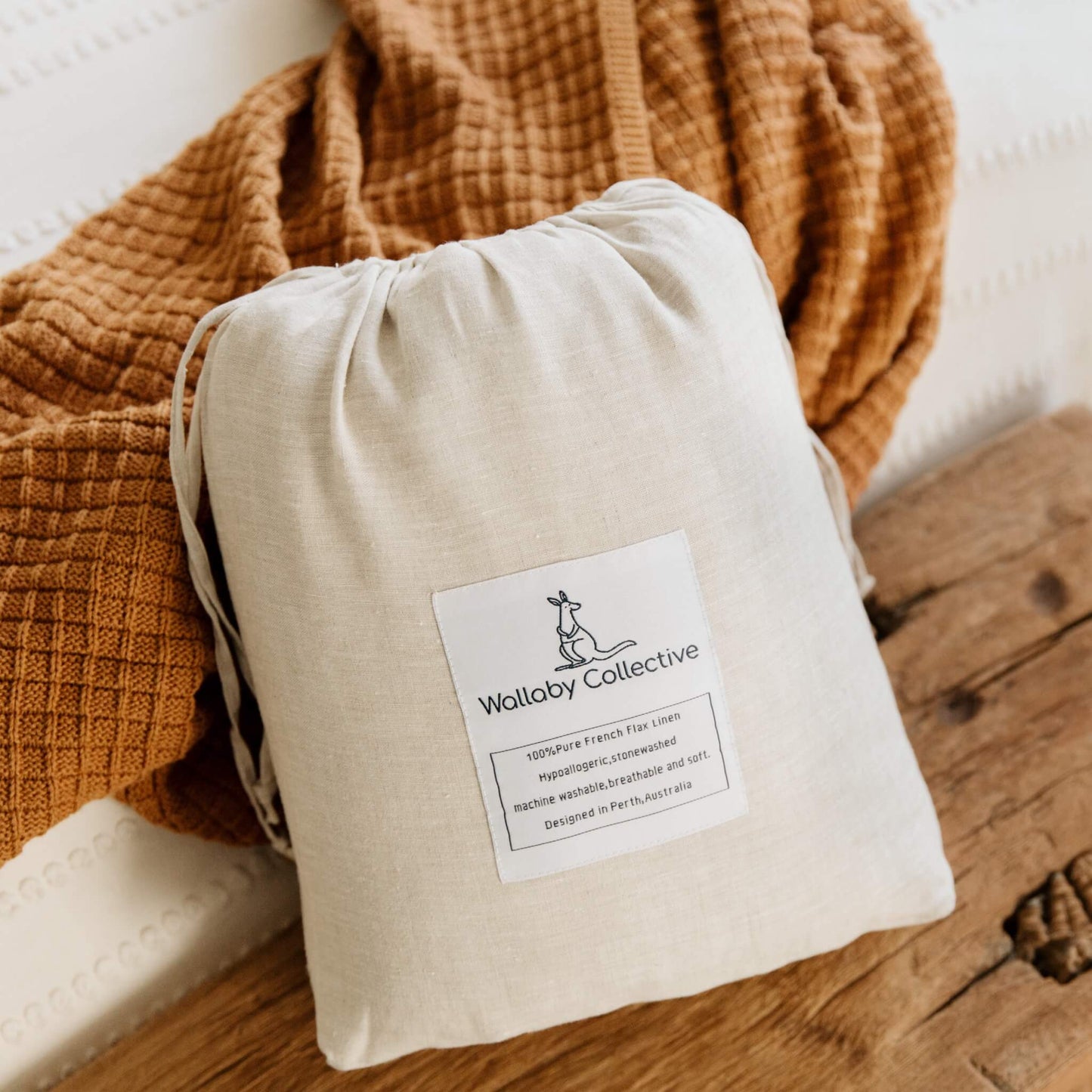 Natural Linen Play Mat Carry Bag