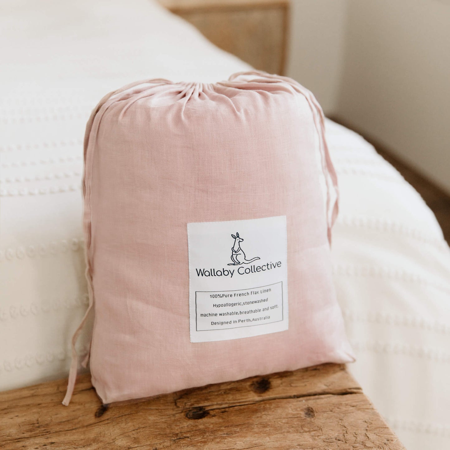Pink Linen Play Mat Bag