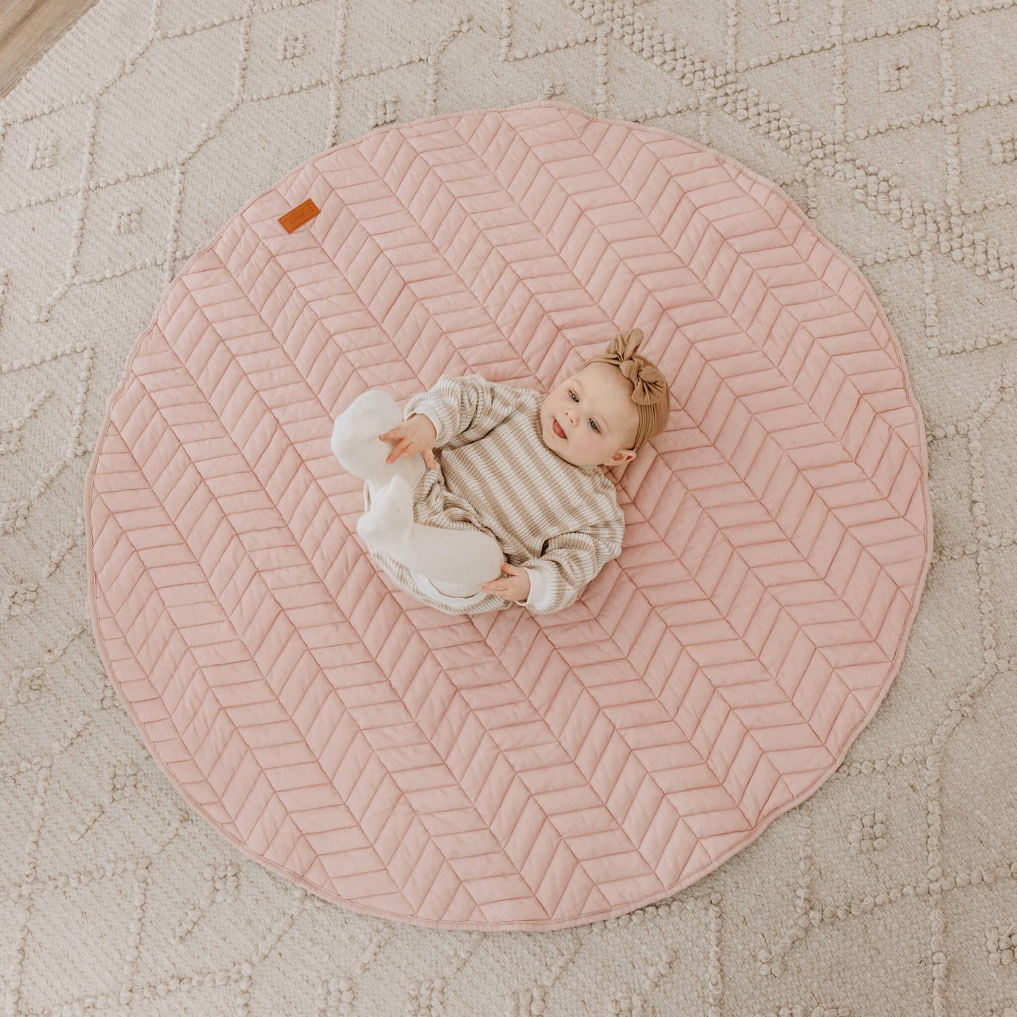 Pink Linen Baby Play Mat